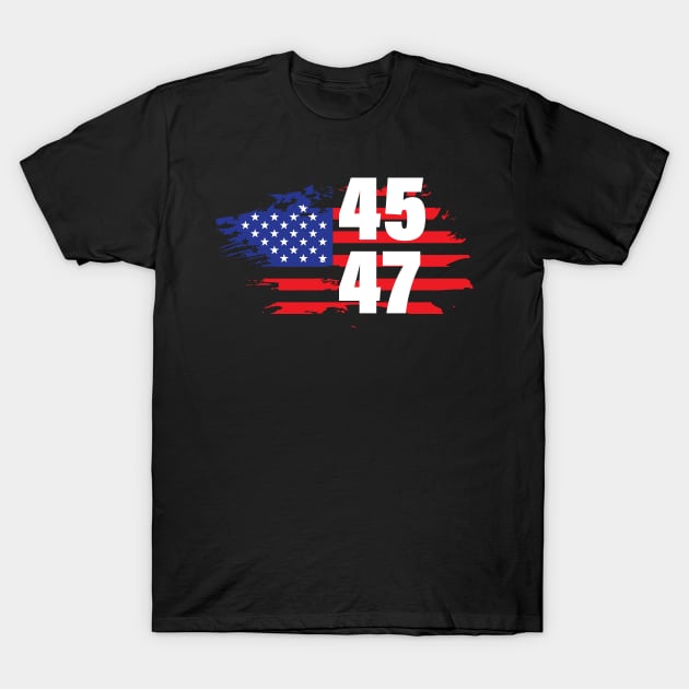 45 47 Trump Vintage USA Flag 2024 T-Shirt by printalpha-art